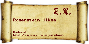 Rosenstein Miksa névjegykártya